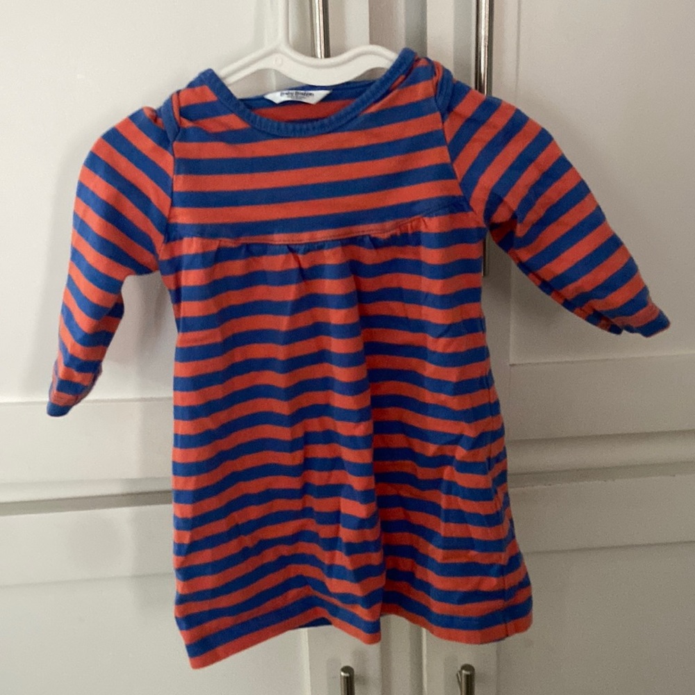 Baby Boden orange and blue dress - size 3-6 months